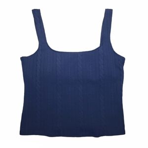 JONES NEW YORK Cable Knit Tankini Blue Size 14
